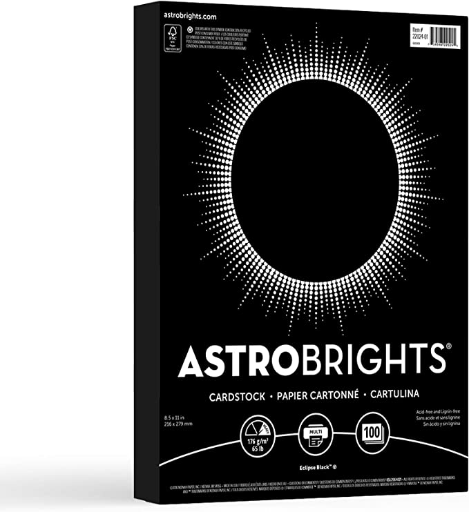 ASTROBRIGHTS – COLORED PAPER – ECLIPSE BLACK – 50ct – Wyo Wares