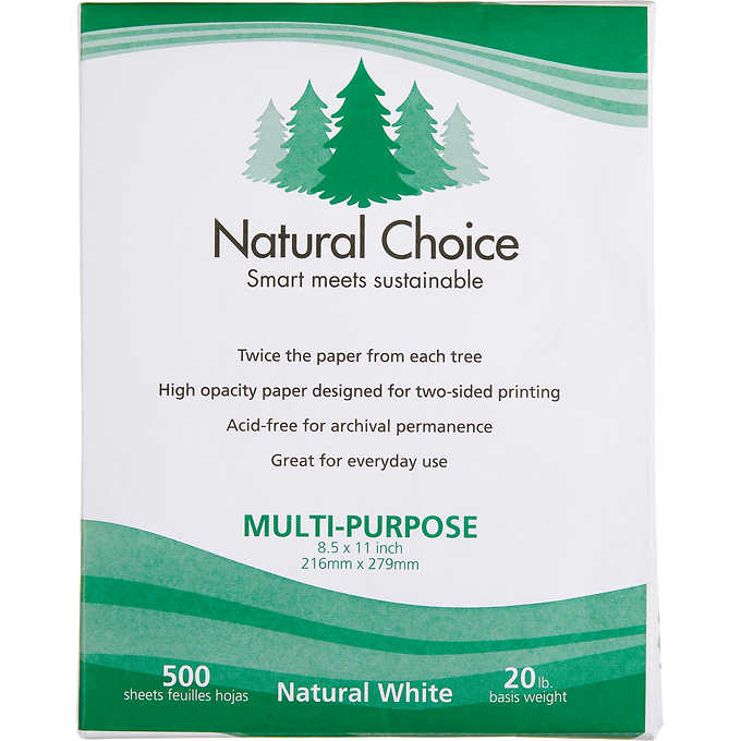 Natural Choice Multi-Purpose Copy Paper, 20 lb, Letter, White